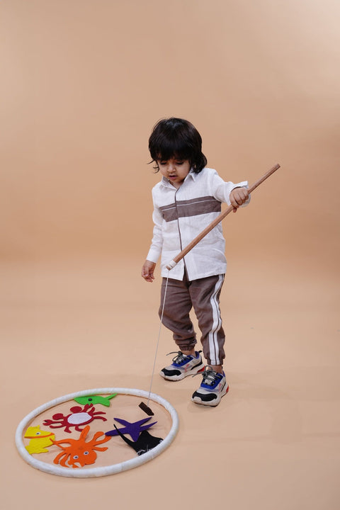 Pre-Order: Striped Pure Linen  Premium Co-ords -  White - Brown