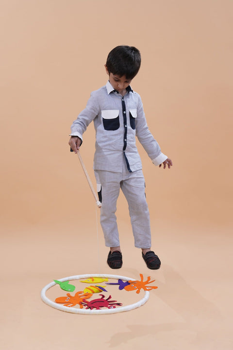 Pre-Order: Cargo Pocket Styled Pure Linen Premium Co-ords -  Grey - Dark Blue - White