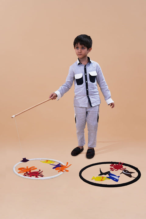 Pre-Order: Cargo Pocket Styled Pure Linen Premium Co-ords -  Grey - Dark Blue - White