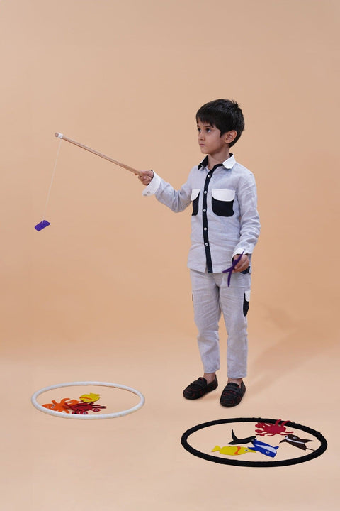 Pre-Order: Cargo Pocket Styled Pure Linen Premium Co-ords -  Grey - Dark Blue - White