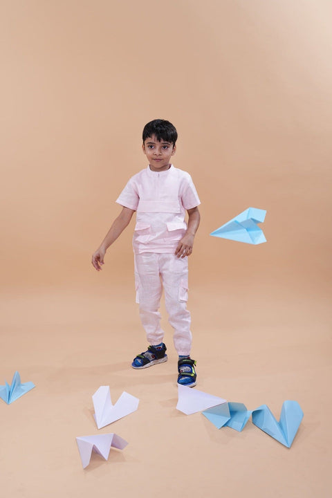 Pre-Order: Box Pleated Pure Linen  Premium Co-ords - Pink