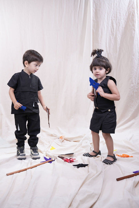 Pre-Order: Unique Box Style Pure Linen Co-ord (Black Colour)