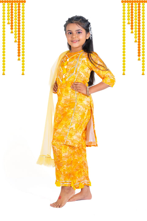 Pre-Order: Yellow floral suit with straight pants