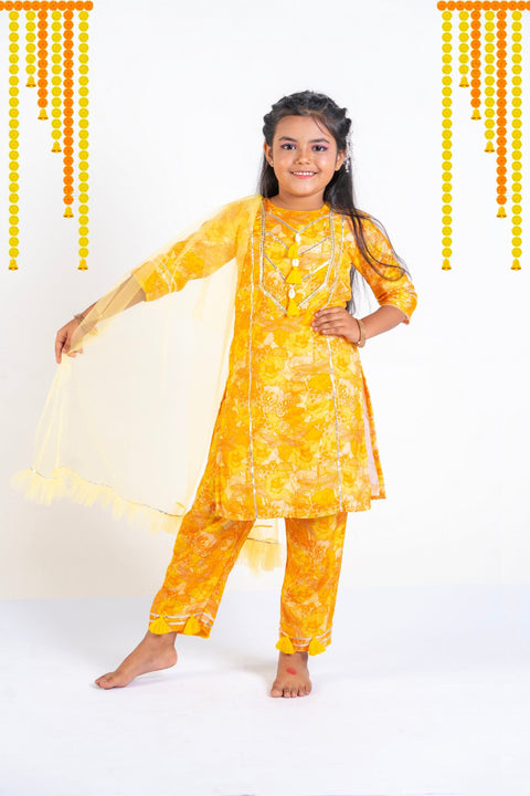 Pre-Order: Yellow floral suit with straight pants