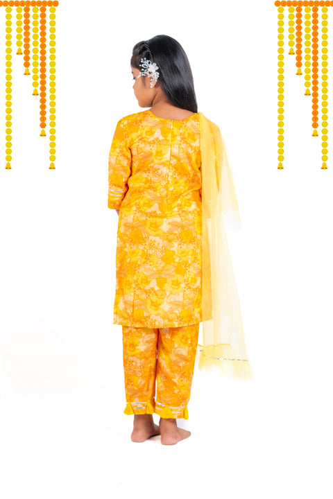 Pre-Order: Yellow floral suit with straight pants