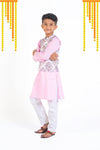 Pre-Order: Pink cotton kurta & straight pant with floral bandi