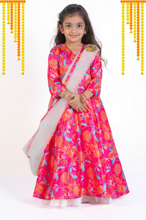 Pre-Order: Gown with Detachable drape dupatta-Pink