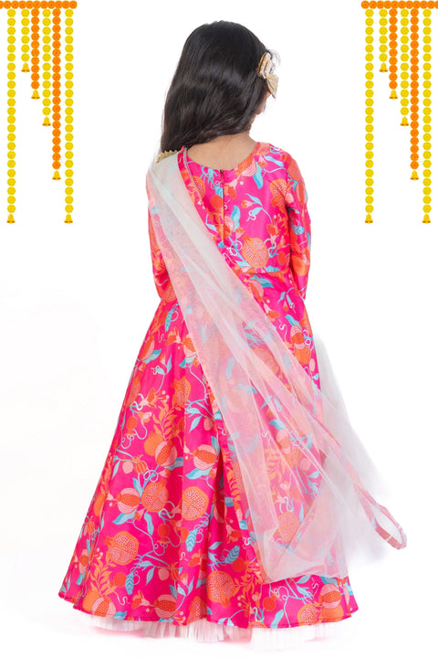 Pre-Order: Gown with Detachable drape dupatta-Pink