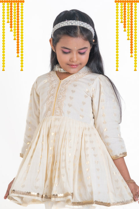 Pre-Order: Heart Threaded Cotton plazzo pant with flared top