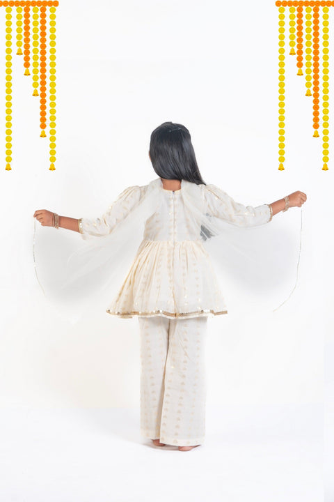 Pre-Order: Heart Threaded Cotton plazzo pant with flared top