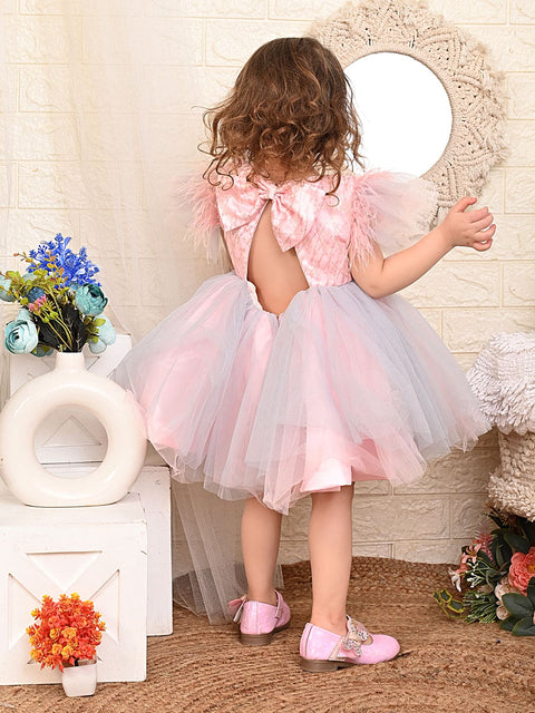 Pre Order: Pink and Grey 3 Flower Dress