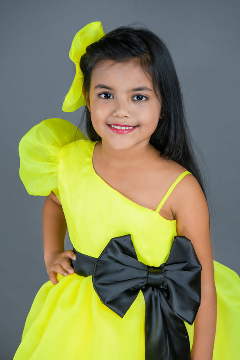Pre-Order: Neon Yellow organza frock