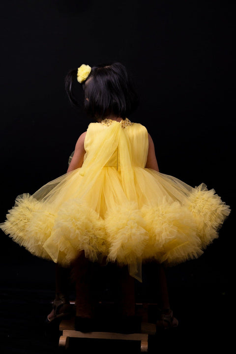 Pre-Order: Yellow Neck Stonework Dress