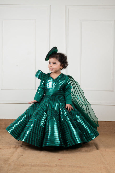 Pre-Order: Green Mettalic Lace Gown
