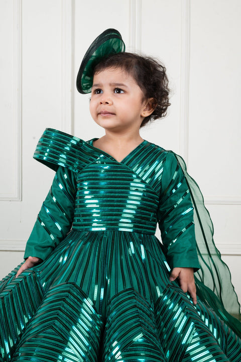 Pre-Order: Green Mettalic Lace Gown