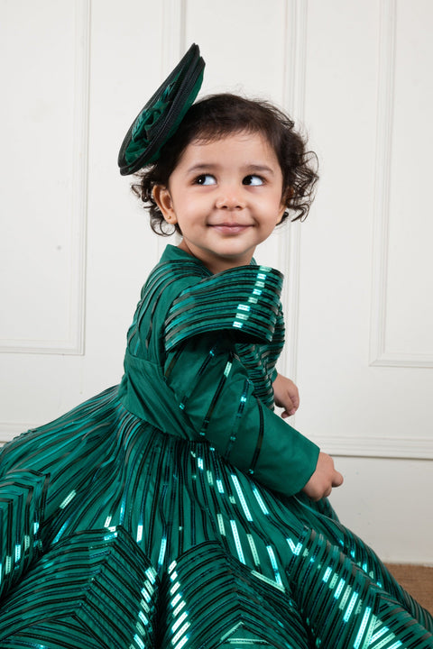 Pre-Order: Green Mettalic Lace Gown