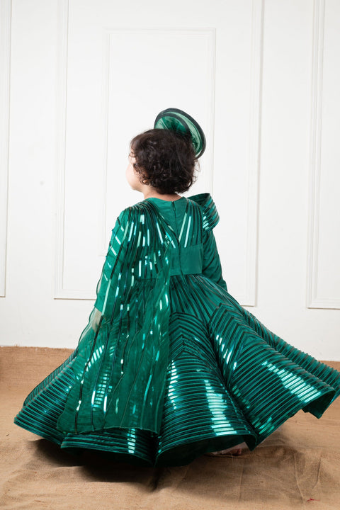 Pre-Order: Green Mettalic Lace Gown