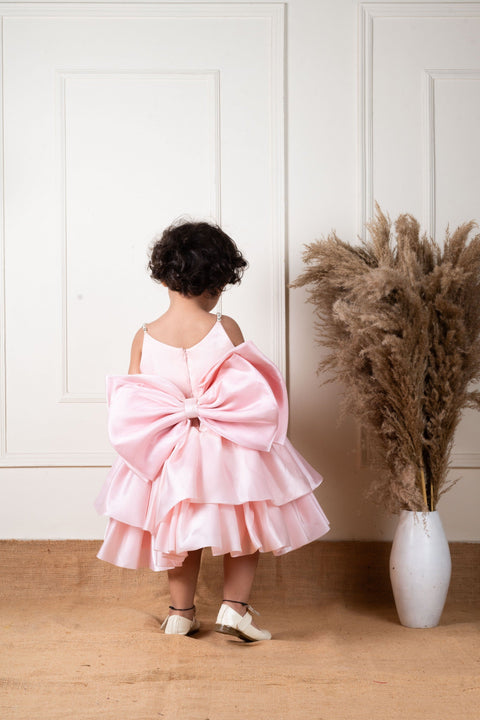 Pre-Order: Peach Bow Double Layered Dress