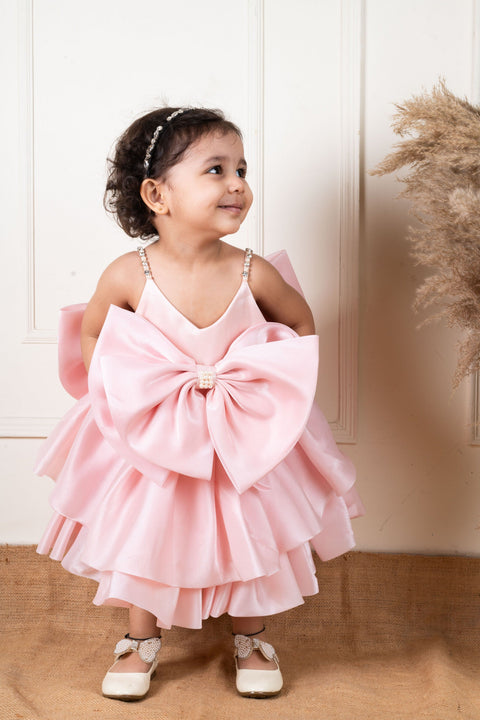Pre-Order: Peach Bow Double Layered Dress