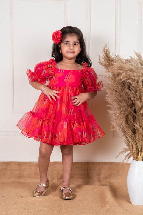Pre-Order:  Orange Pink Organza Dress