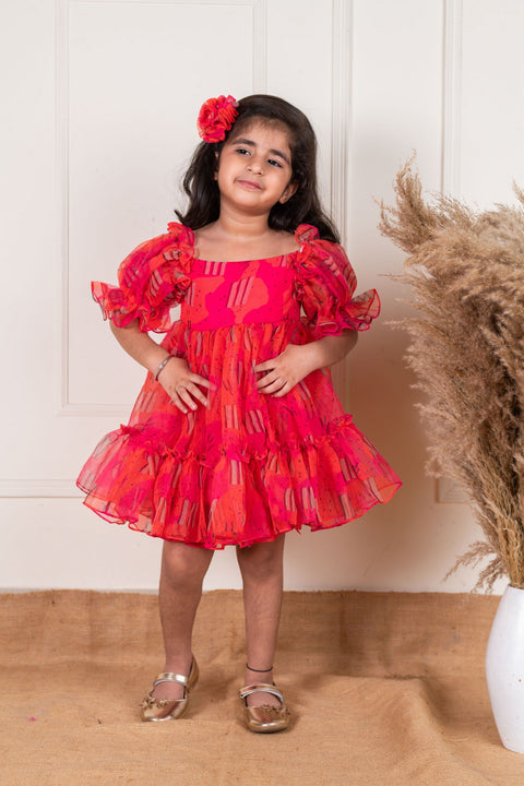 Pre-Order:  Orange Pink Organza Dress