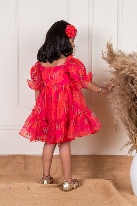 Pre-Order:  Orange Pink Organza Dress