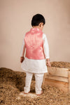 Pre-Order: Off-White Pink Brocade Kurta Jacket Set