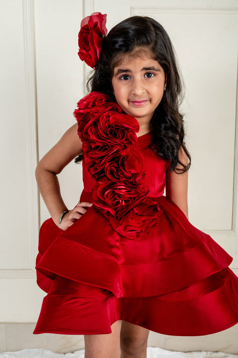 Pre-Order: Wine Rose Ruched Ruffle Dress