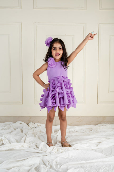 Pre-Order: Lilac Scuba Frill Dress