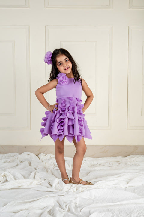 Pre-Order: Lilac Scuba Frill Dress