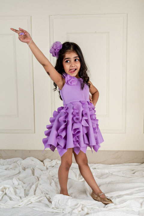 Pre-Order: Lilac Scuba Frill Dress