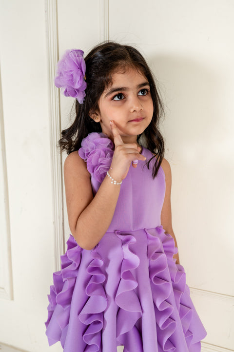 Pre-Order: Lilac Scuba Frill Dress