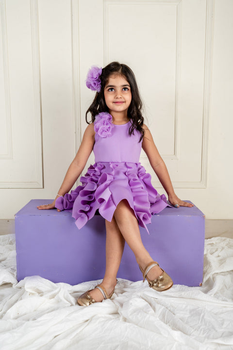 Pre-Order: Lilac Scuba Frill Dress
