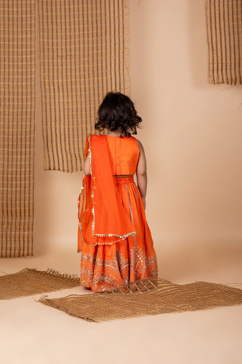 Pre-Order: Orange Embroidered Ghaghra