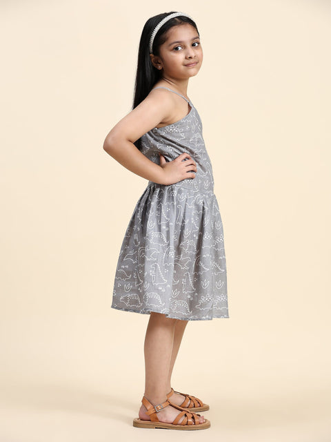 Pre-Order: TopSkirt Styled Dino Print Pure Linen Dress