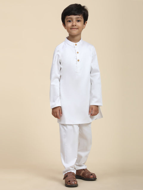 Pre-Order: Solid White Pure Premium Cotton Kurta and Pajama Set