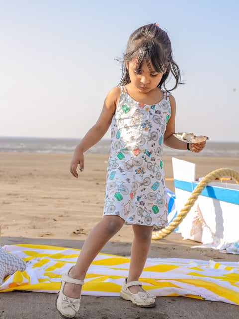 Pre-Order: Cycle Camera Bag Print Line Pure Linen Dress