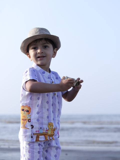 Pre-Order: Party Animals Themed Printed Pure Linen  Premium Co-ords