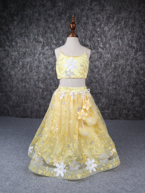 Pre-Order: Yellow white beautiful lehenga