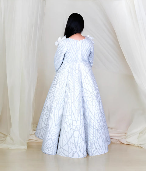 Pre-Order: Grey Sequins Embroidered Gown