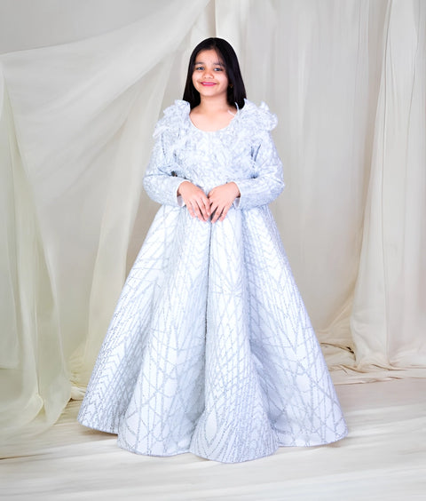 Pre-Order: Grey Sequins Embroidered Gown