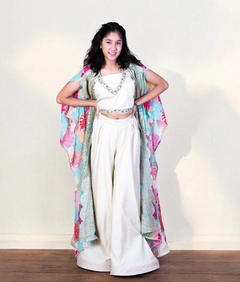 Pre-Order: Green Floral Crop Top Set