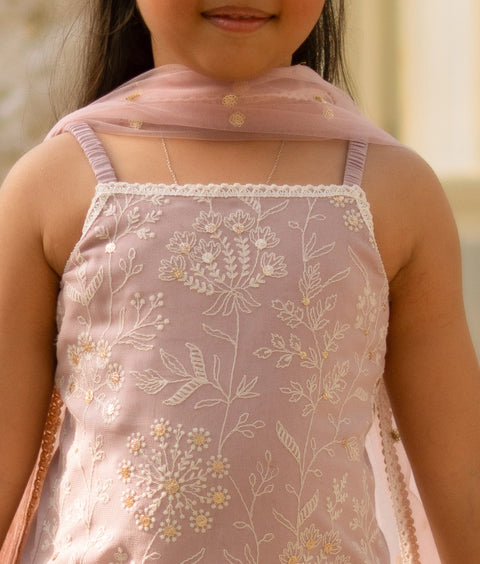 Pre Order :  Lilac Embroidered Kurti Lehenga Set