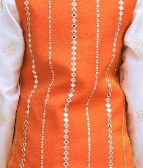 Pre Order : Orange Faux Mirror Jacket Set