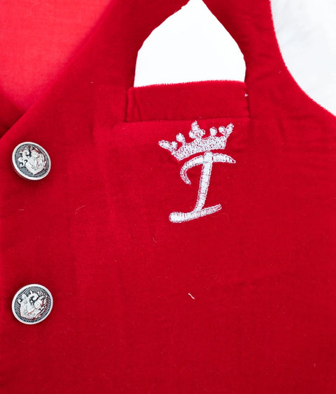 Pre Order : Maroon Velvet Waist Coat Set