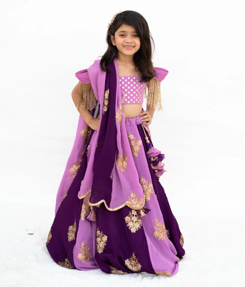 Pre-Order: Lilac & Purple Embroidered Lehenga Set