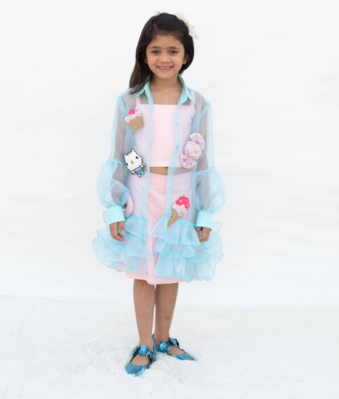 Pre-Order: Pink Top with Skirt and Jacket