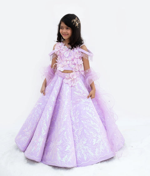 Pre-Order: Lilac Embroidered Lehenga Choli