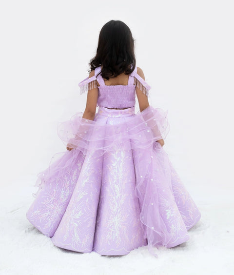 Pre-Order: Lilac Embroidered Lehenga Choli