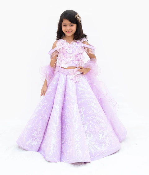 Pre-Order: Lilac Embroidered Lehenga Choli
